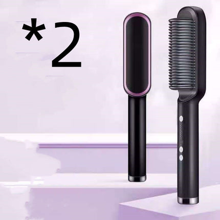 2-in-1 Hair Straightener & Curling Tong – Electric Hot Comb Brush