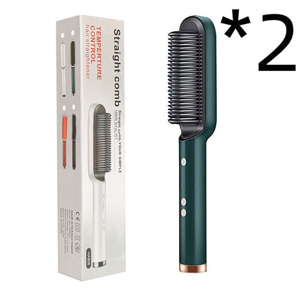 2-in-1 Hair Straightener & Curling Tong – Electric Hot Comb Brush