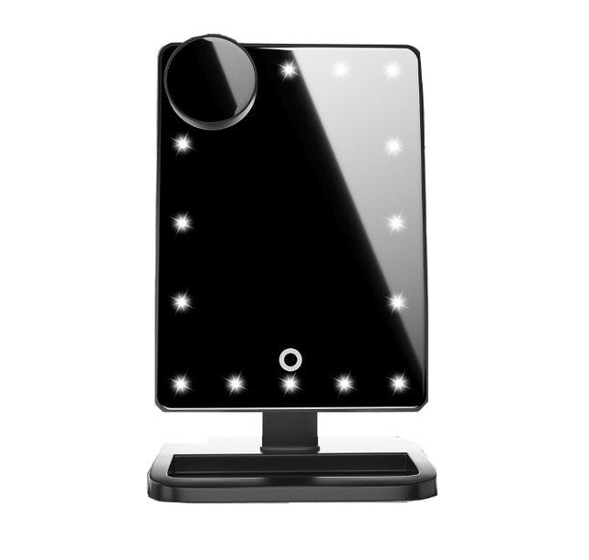 Touch Screen Makeup Mirror – 20 LED Lights & Bluetooth Speaker