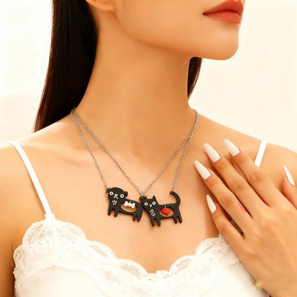 Cute Dog & Cat Cartoon Necklace | Fun Collarbone Chain for Pet Lovers