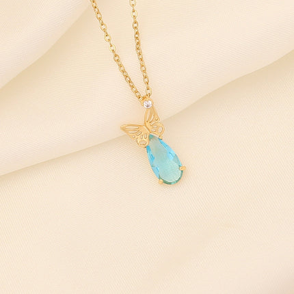 ce Flower Blue Love Pendant | Unique Butterfly Necklace for Women