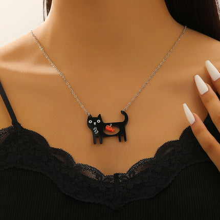 Cute Dog & Cat Cartoon Necklace | Fun Collarbone Chain for Pet Lovers