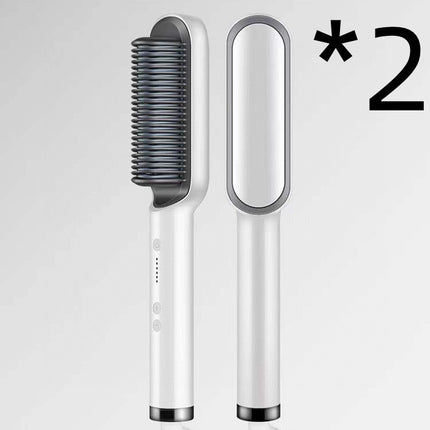 2-in-1 Hair Straightener & Curling Tong – Electric Hot Comb Brush
