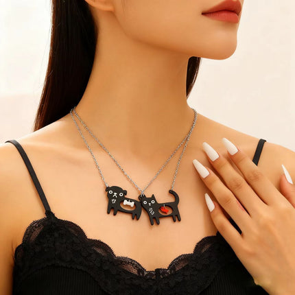 Cute Dog & Cat Cartoon Necklace | Fun Collarbone Chain for Pet Lovers