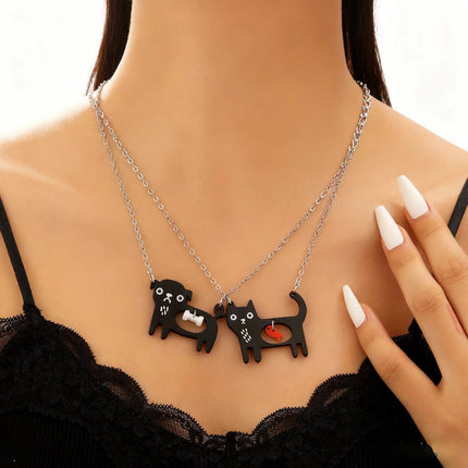 Cute Dog & Cat Cartoon Necklace | Fun Collarbone Chain for Pet Lovers