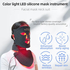 LED Mask Facial Neck Red Blue Light Household Skin Rejuvenation Mask Dermisyou