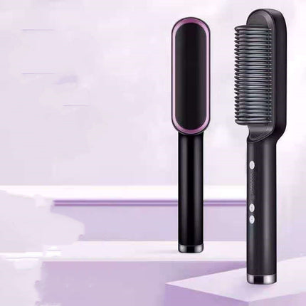 2-in-1 Hair Straightener & Curling Tong – Electric Hot Comb Brush
