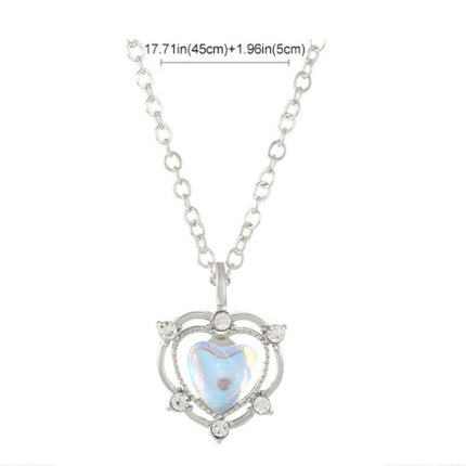 Creative Diamond Hollow Out Colorful Love Pendant Necklace