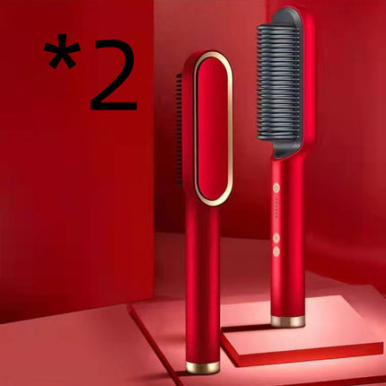 2-in-1 Hair Straightener & Curling Tong – Electric Hot Comb Brush