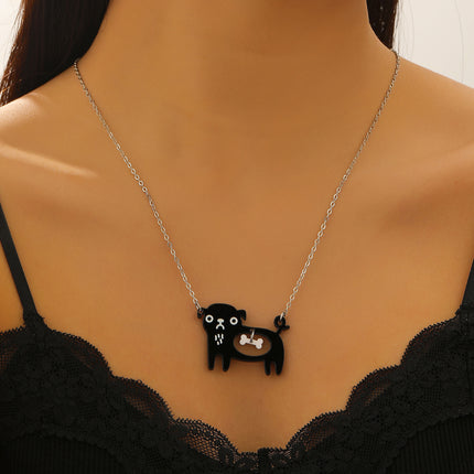 Cute Dog & Cat Cartoon Necklace | Fun Collarbone Chain for Pet Lovers