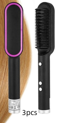 2-in-1 Hair Straightener & Curling Tong – Electric Hot Comb Brush