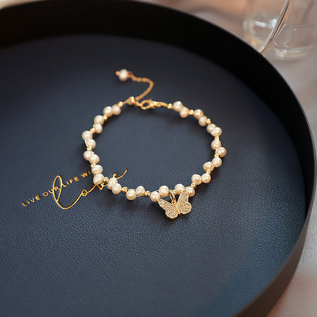 French Retro Baroque Pearl Bracelet | Elegant Jewelry for Girls