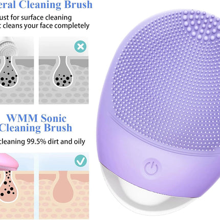 High-Frequency Silicone Facial Cleanser Brush | USB Rechargeable Waterproof Face Device