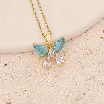 ce Flower Blue Love Pendant | Unique Butterfly Necklace for Women