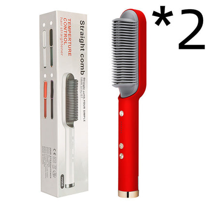 2-in-1 Hair Straightener & Curling Tong – Electric Hot Comb Brush