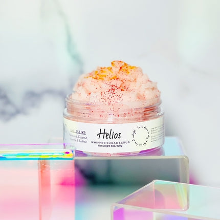 Helios Whipped Sugar Body Scrub – Exfoliating, Hydrating & Refreshing with Redwood, Coconut, Jasmine & Saffron