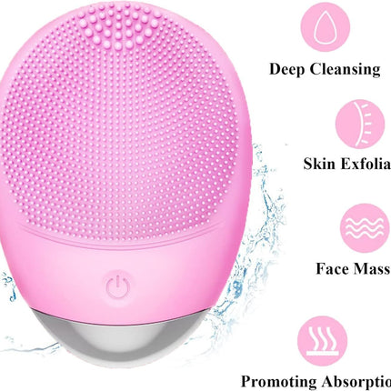 High-Frequency Silicone Facial Cleanser Brush | USB Rechargeable Waterproof Face Device