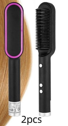 2-in-1 Hair Straightener & Curling Tong – Electric Hot Comb Brush