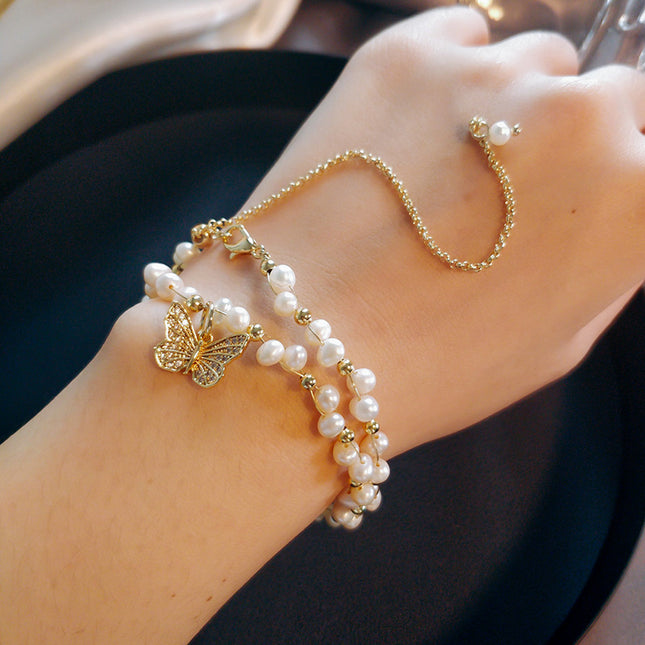 French Retro Baroque Pearl Bracelet | Elegant Jewelry for Girls