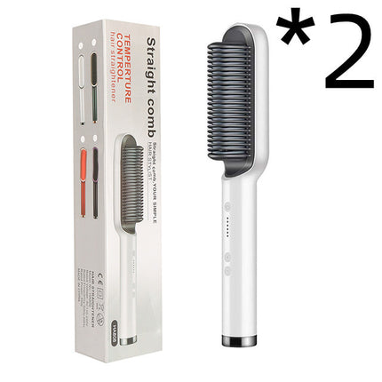 2-in-1 Hair Straightener & Curling Tong – Electric Hot Comb Brush